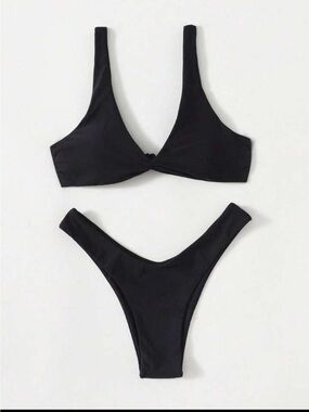 Black Women's V-Neck Bikini Set